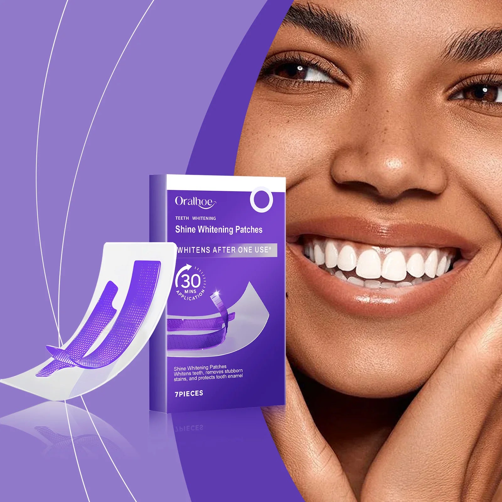Purple Teeth Whitening Strips Brighten Tooth Remove Plaque Stain Cleaning Oral Hygiene.