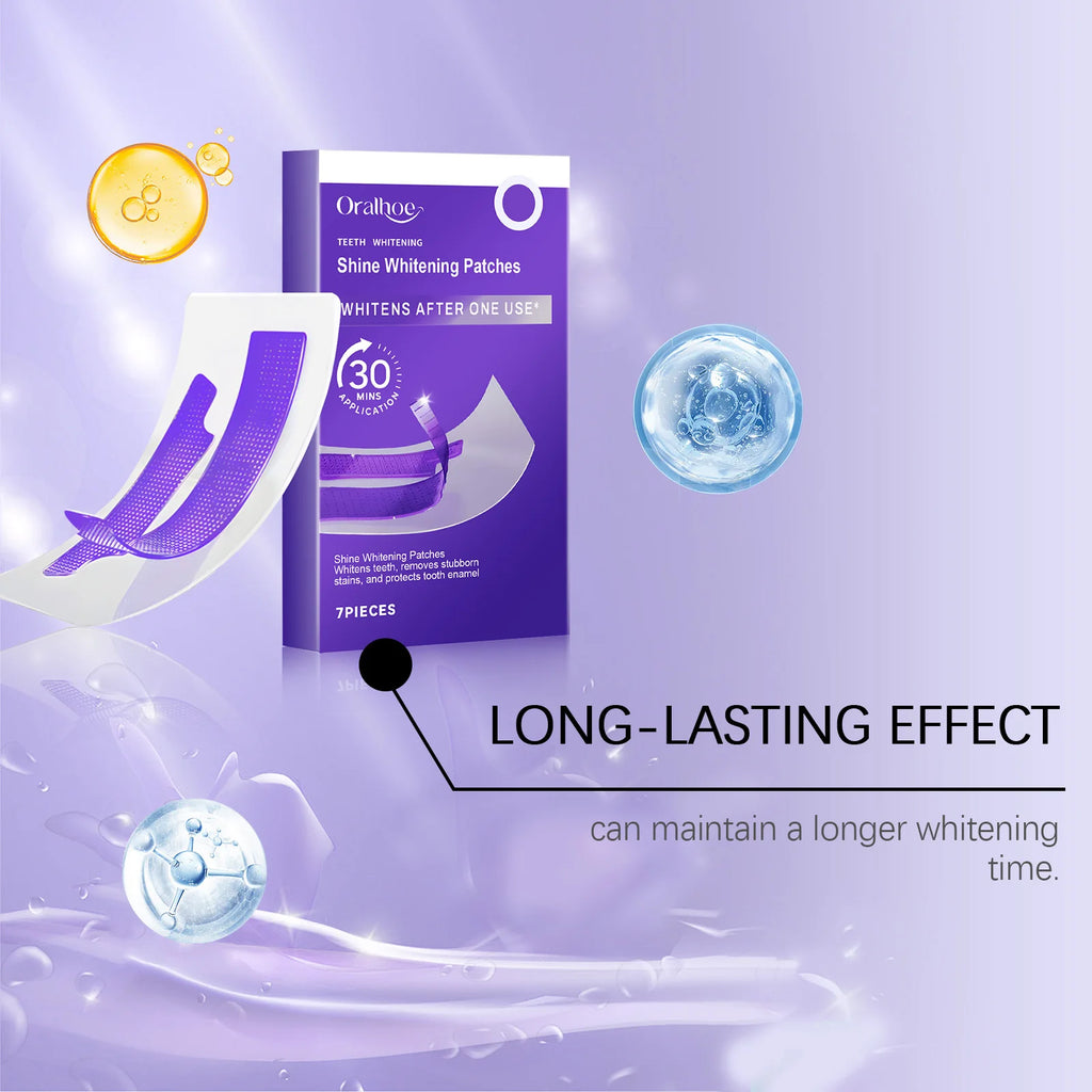 Purple Teeth Whitening Strips Brighten Tooth Remove Plaque Stain Cleaning Oral Hygiene.