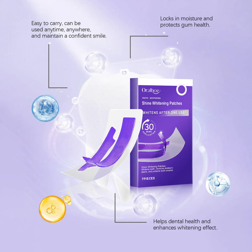 Purple Teeth Whitening Strips Brighten Tooth Remove Plaque Stain Cleaning Oral Hygiene.